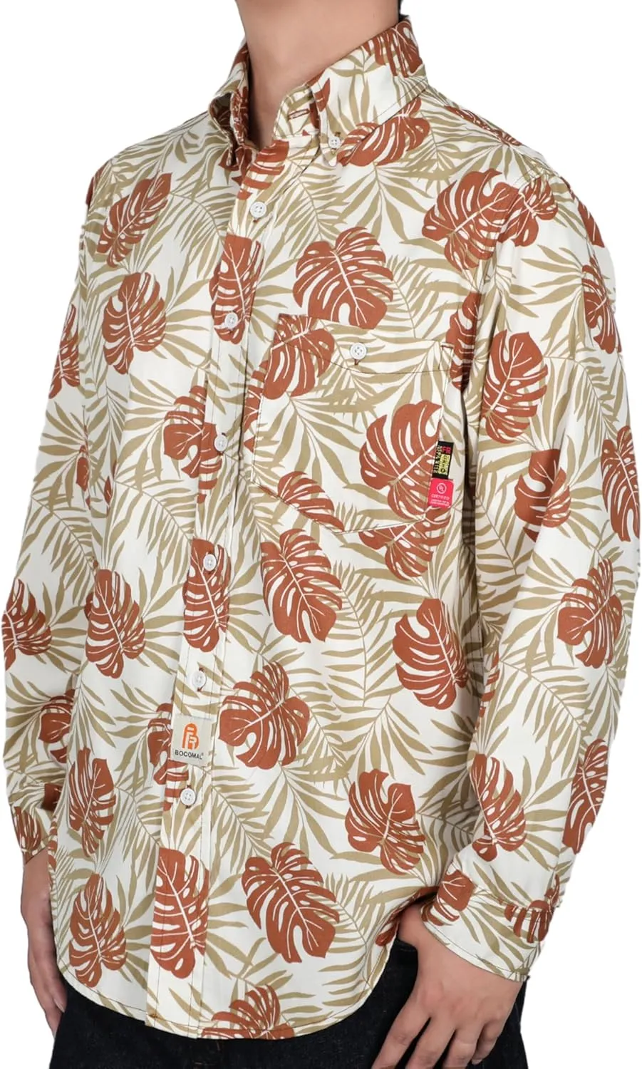 BOCOMAL FR Shirts Printed Paisley/Hawaii Lightweight Pearl Snaps Button Down Flame Resistant NFPA2112 CAT2 Work Shirt