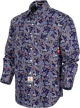 BOCOMAL FR Shirts Printed Paisley/Hawaii Lightweight Pearl Snaps Button Down Flame Resistant NFPA2112 CAT2 Work Shirt