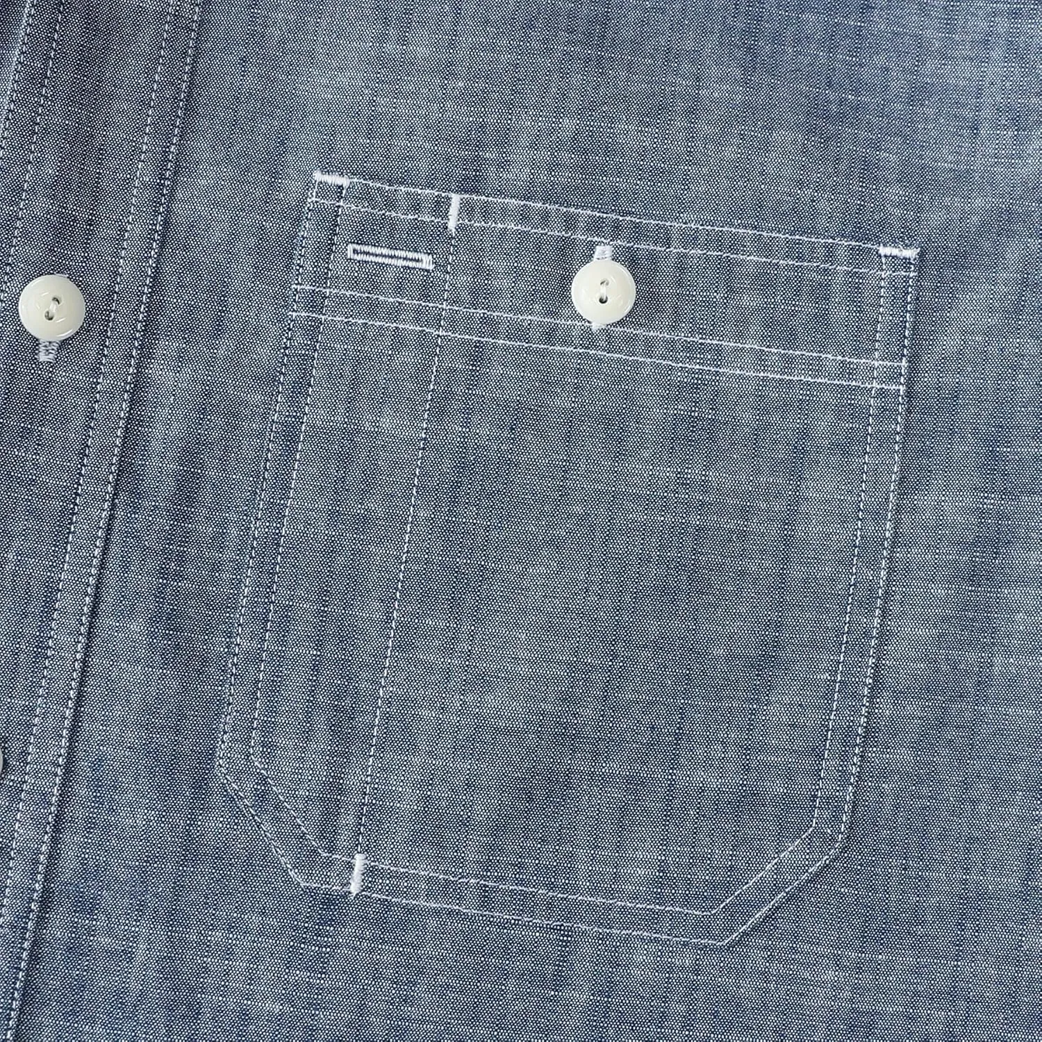 Dubinik? Chambray Shirt Men Long Sleeve Cotton Work Shirts with 2 Pockets Casual Button Down