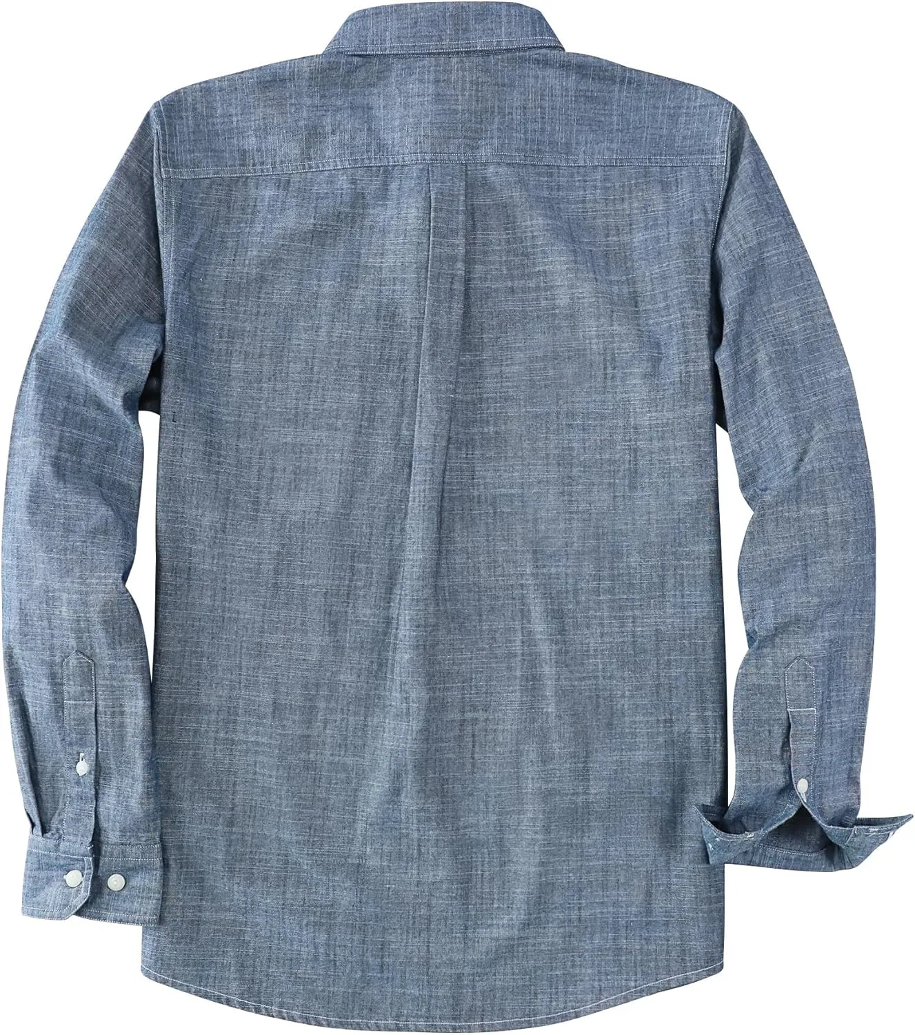 Dubinik? Chambray Shirt Men Long Sleeve Cotton Work Shirts with 2 Pockets Casual Button Down