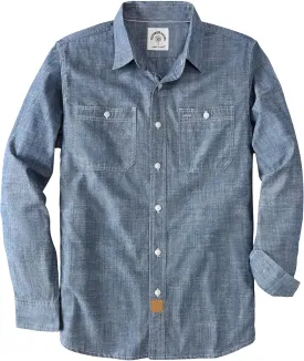 Dubinik? Chambray Shirt Men Long Sleeve Cotton Work Shirts with 2 Pockets Casual Button Down