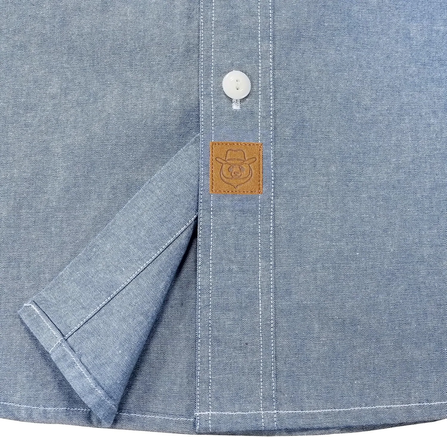 Dubinik? Chambray Shirt Men Long Sleeve Cotton Work Shirts with 2 Pockets Casual Button Down