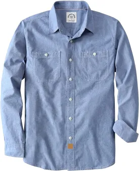 Dubinik? Chambray Shirt Men Long Sleeve Cotton Work Shirts with 2 Pockets Casual Button Down