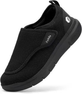 FitVille Diabetic Shoes for Men Extra Wide Slip-on Shoes for Swollen Feet Adjustable Walking Shoes for Elderly Foot Pain Relief Neuropathy - EasyTop Wings