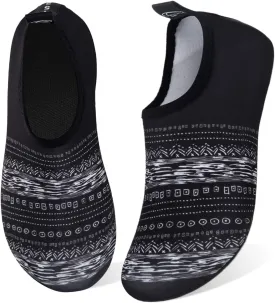 WateLves Water Sports Shoes Barefoot Quick-Dry Aqua Yoga Socks Slip-on for Men Women Kids (Bohemia-Black, 44/45)