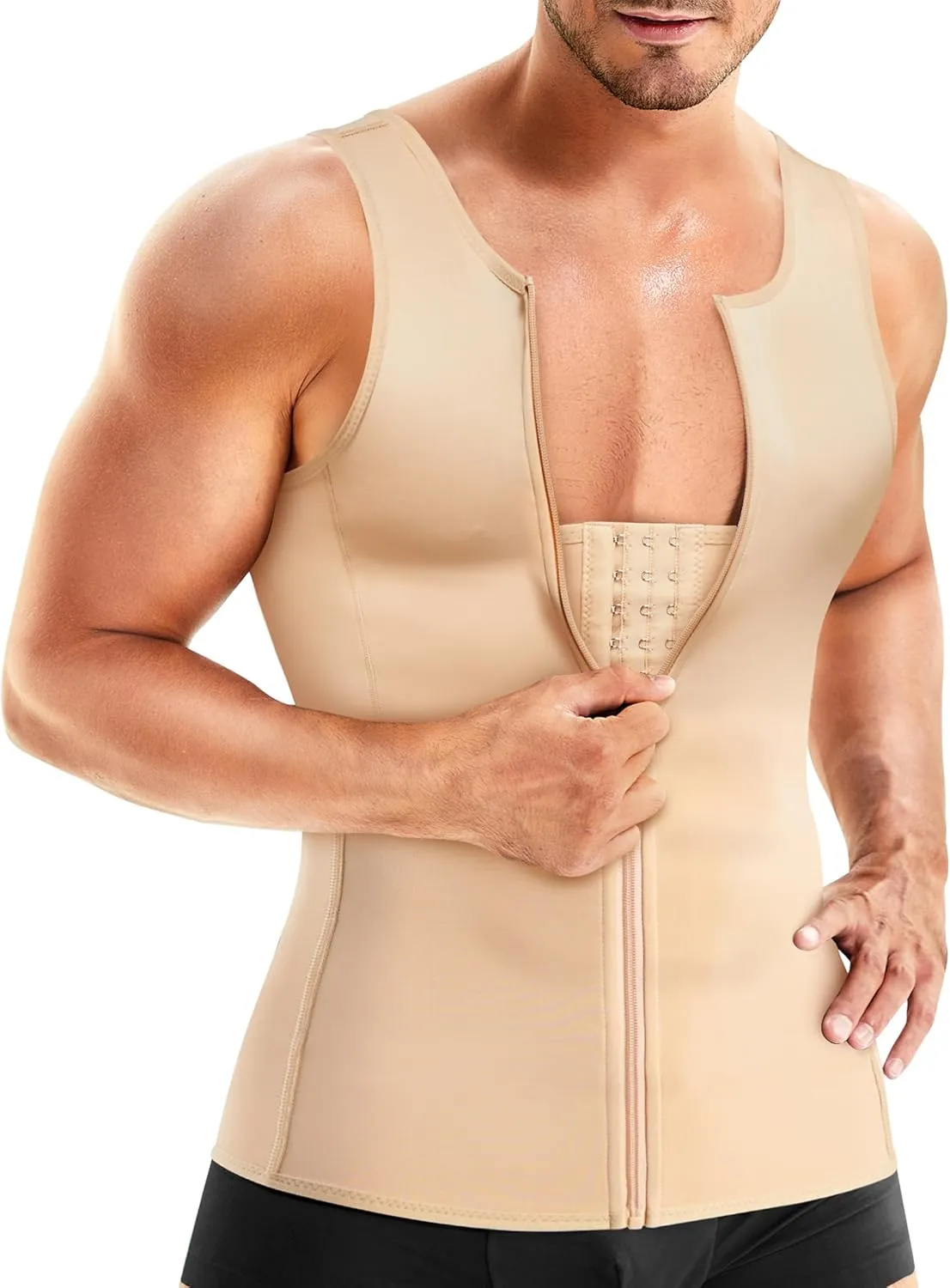 Wonderience Men Shapewear Slimming Body Shaper Compression Shirt Tank top with Zipper Underwear For tummy control